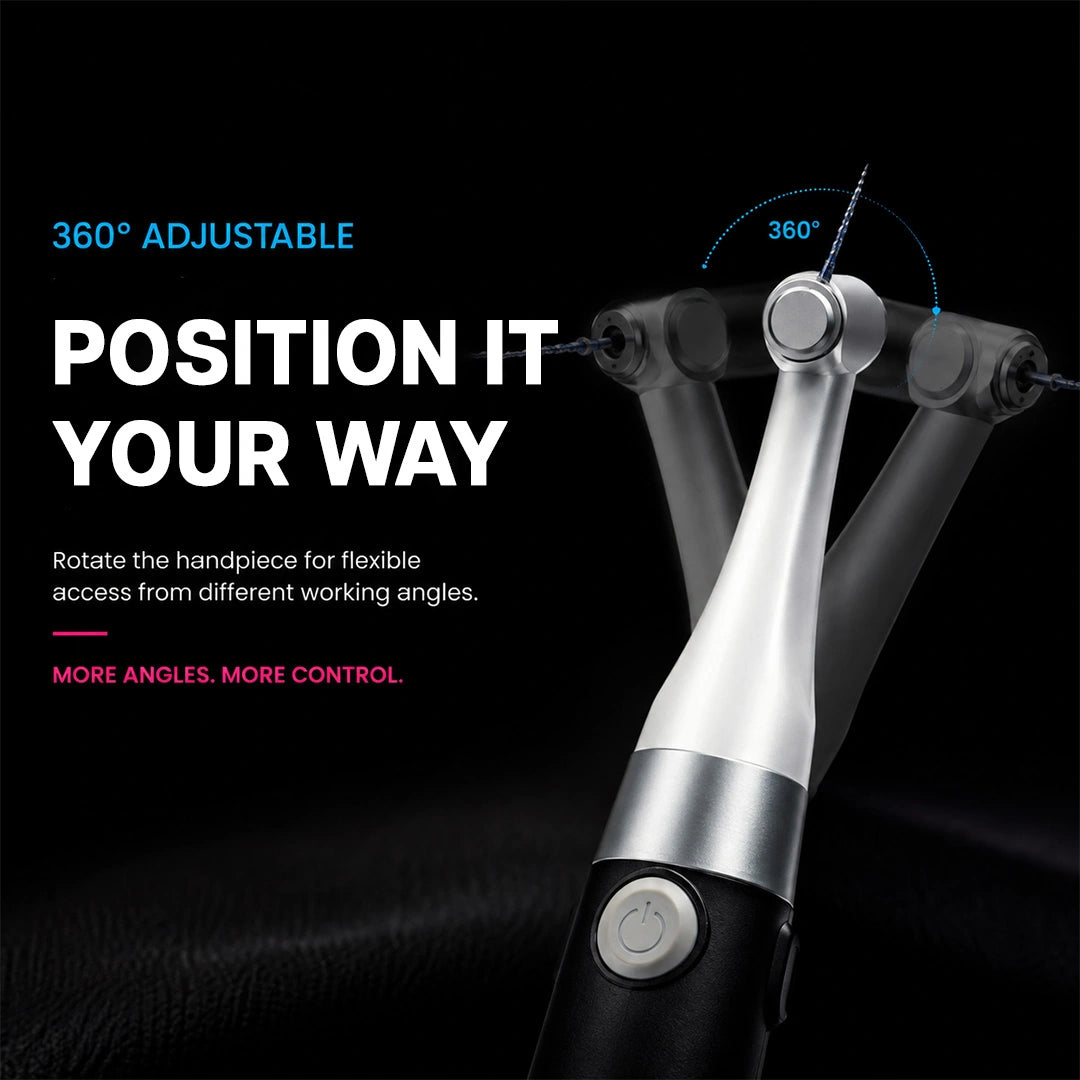endo motor handpiece rotating to show its 360-degree adjustment
