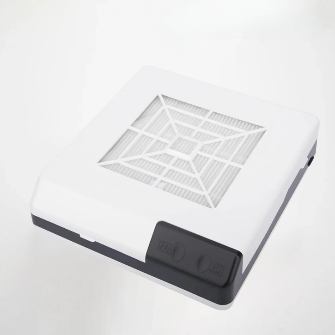 White electronic device with a geometric pattern on a white background
