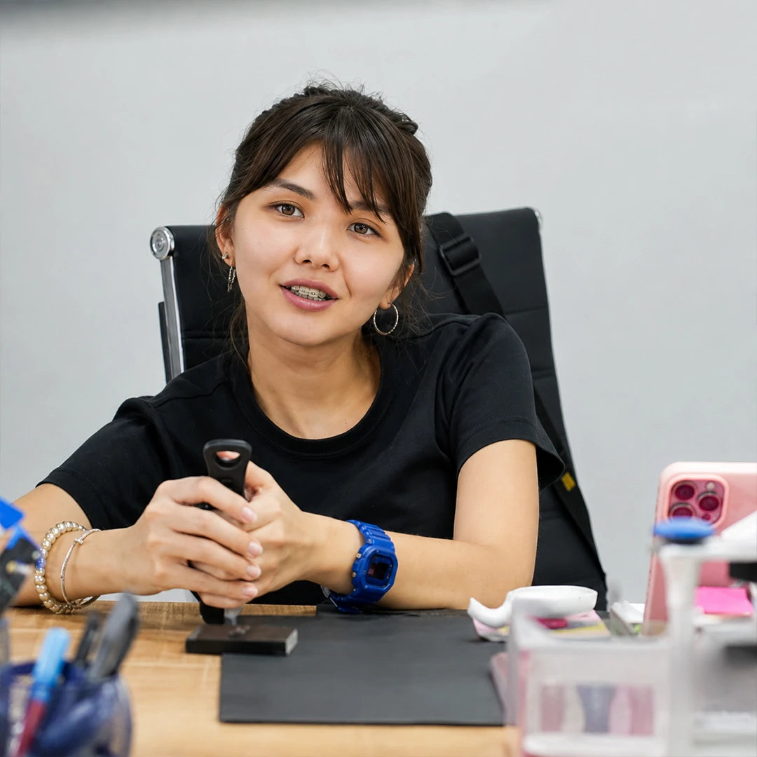 Aiger Zharylkassyn, dental technician who uses dental gear products
