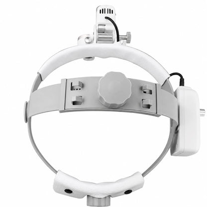 Dental loupes with integrated headlight rear view showing adjustable headband.