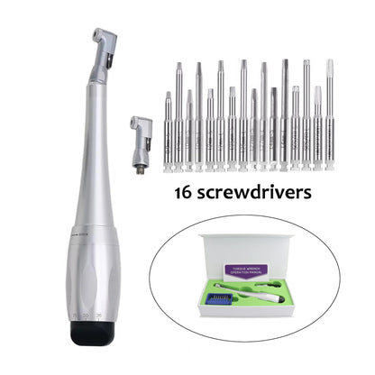 Dental tool with multiple screwdriver attachments on a white background