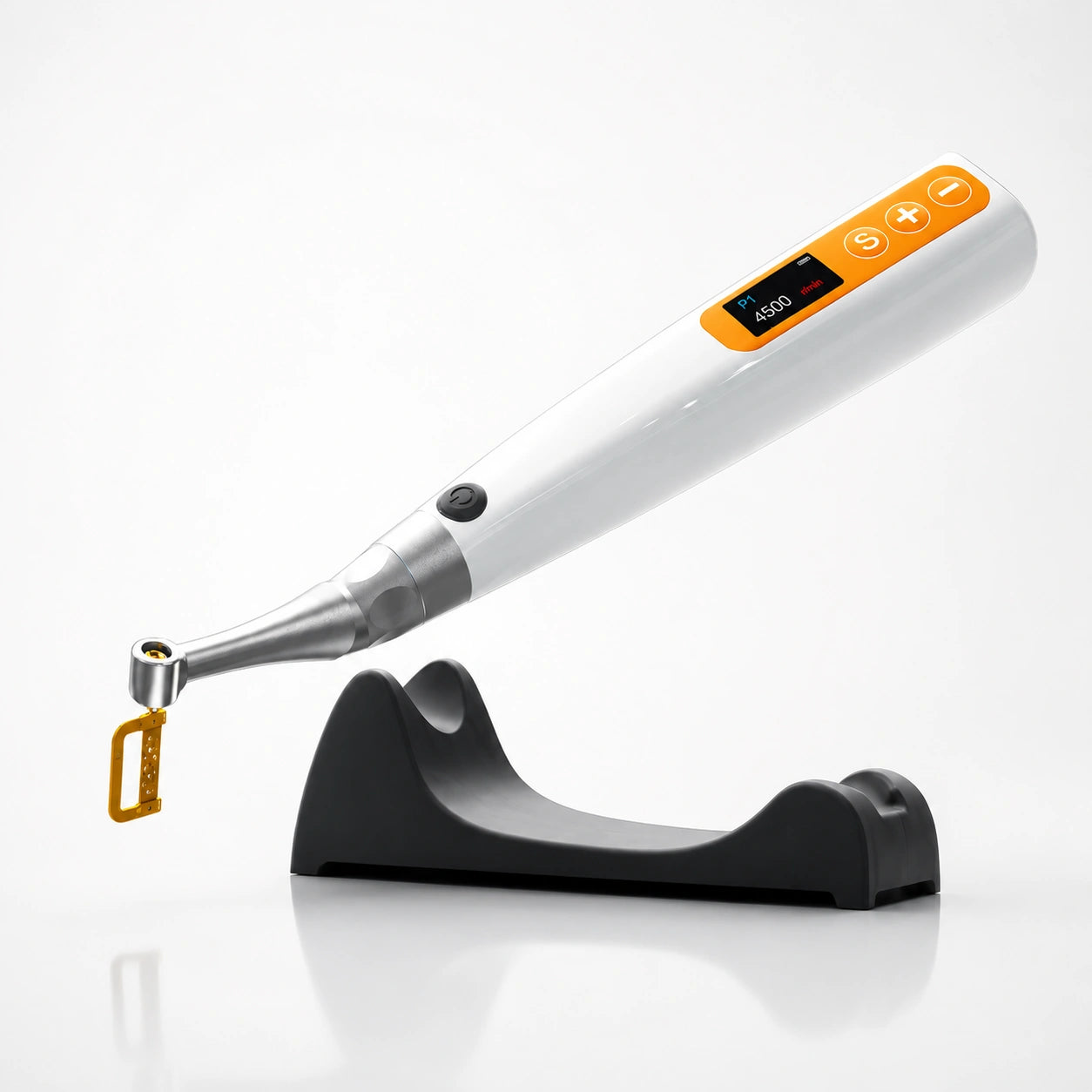 interproximal reduction motor with attachment resting on its stand