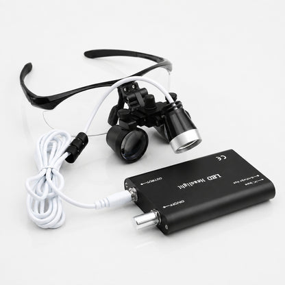 dental binoculars with LED headlight and rechargeable battery pack