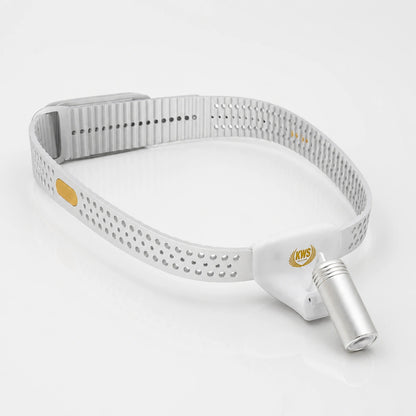 ProDental cordless dental headlamp with adjustable headband and LED light.