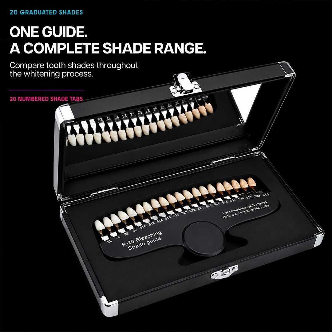 R-20 whitening shade guide open case with 20 graduated shade tabs