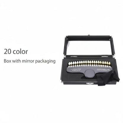 R-20 shade guide inside mirror case with cleaning cloth included