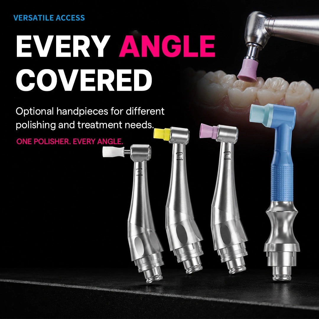 set of tooth polisher handpieces with different polishing cups