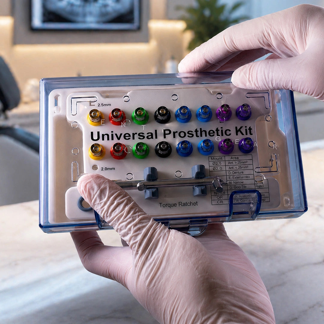 implant driver kit open with color-coded drivers