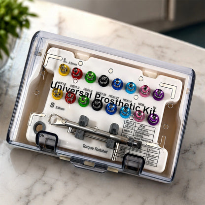 dentist holding implant driver kit in clinic