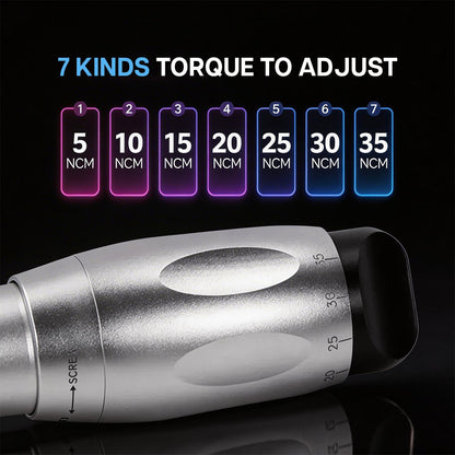 Torque wrench with adjustable settings on a black background